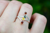 Bague en argent 925 avec ambre multicolore naturel