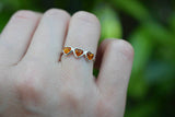 Bague avec ambres cognac en forme de coeur