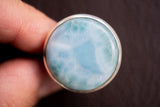 Bague ovale avec larimar rond