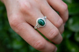 Bague en Argent 925 avec Malachite, Pierre de Protection et d'Équilibre