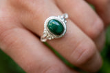 Bague en Argent 925 avec Malachite, Pierre de Protection et d'Équilibre