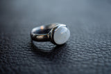 Bague avec labradorite blanche (pierre de lune arc-en-ciel)