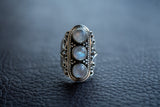 Bague avec labradorites grises de style moghol en argent 925