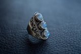 Bague avec labradorites grises de style moghol en argent 925