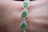 Bracelet ethnique en argent 925 avec néphrite (jade)