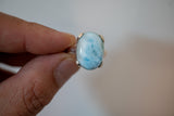 Bague ovale en argent 925 avec larimar naturel