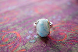 Bague ovale en argent 925 avec larimar naturel
