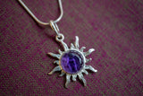Pendentif avec améthyste en forme de soleil (Grand)