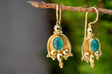 Boucles d'oreilles en onyx vert de style indien