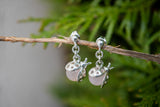Boucles d’oreilles coccinelle en argent 925 et quartz rose (grand)