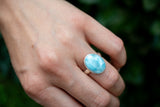 Bague ovale en argent 925 avec larimar naturel