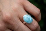 Bague ovale en argent 925 avec larimar naturel