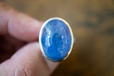 Bague cabochon en tanzanite naturelle et argent 925