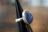 Bague cabochon en tanzanite naturelle et argent 925