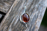 Pendentif serpent en argent 925 avec ambre cognac de la Mer Baltique