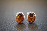 Boucles d'oreilles avec ambres cognac