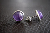 Boucles d'oreilles tige avec améthystes (grand)