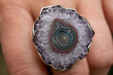 925 Silberring mit Amethyst-Geode – Die rohe Allianz aus Natur und Eleganz