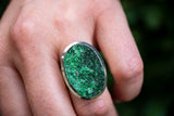 Bague en argent 925 avec uvavorite verte – Éclat végétal et caractère naturel