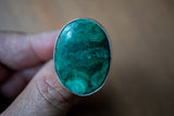Bague avec malachite naturelle