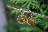 Boucles d'oreilles avec ambres cognac (grand)