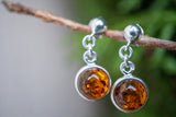 Boucles d'oreilles avec ambre cognac