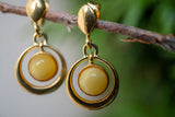 Boucles d'Oreilles en Ambre Jaune et Vermeil Argent 925 (Petit)