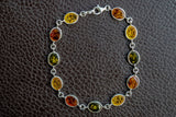 Bracelet en Ambres Multicolores de la Baltique et Argent 925