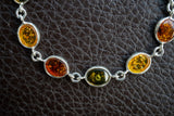 Bracelet en Ambres Multicolores de la Baltique et Argent 925
