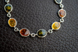 Bracelet en Ambres Multicolores de la Baltique et Argent 925