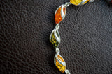 Bracelet en Ambres Multicolores de la Baltique et Argent 925