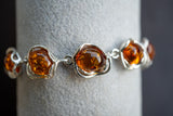 Bracelet avec ambres cognac en argent 925