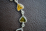 Bracelet avec ambres multicouleurs en forme de coeur en argent 925