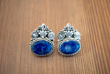Boucles d’oreilles en saphirs naturels et argent 925 – style artisanal