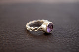 Bague avec améthyste naturelle