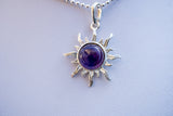 Pendentif avec améthyste en forme de soleil (Grand)