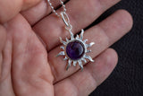 Pendentif avec améthyste en forme de soleil (Grand)