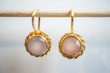 Boucles d'oreilles en agates roses et argent 925 plaqué or
