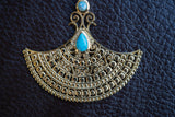 Pendentif artisanal en argent 925 plaqué or et turquoise