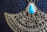 Pendentif artisanal en argent 925 plaqué or et turquoise