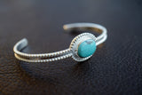 Bracelet en argent 925 fait main avec pierre turquoise naturelle