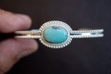 Bracelet en argent 925 fait main avec pierre turquoise naturelle