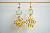 Boucles d'oreilles en agate aqua et argent 925 plaqué or