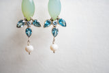 Boucles d'oreilles en agates, topazes bleues et perles et argent 925