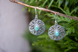 Boucles d'Oreilles Créoles en Argent 925 avec Turquoise Reconstituée