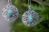 Boucles d'Oreilles Créoles en Argent 925 avec Turquoise Reconstituée