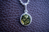 Pendentif en Argent 925 avec Ambre Vert de la Mer Baltique