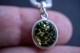 Pendentif en Argent 925 avec Ambre Vert de la Mer Baltique
