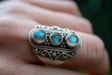 Bague avec labradorites grises de style moghol en argent 925