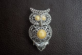 Broche en Ambre Jaune de la Mer Baltique en Forme d'Hibou